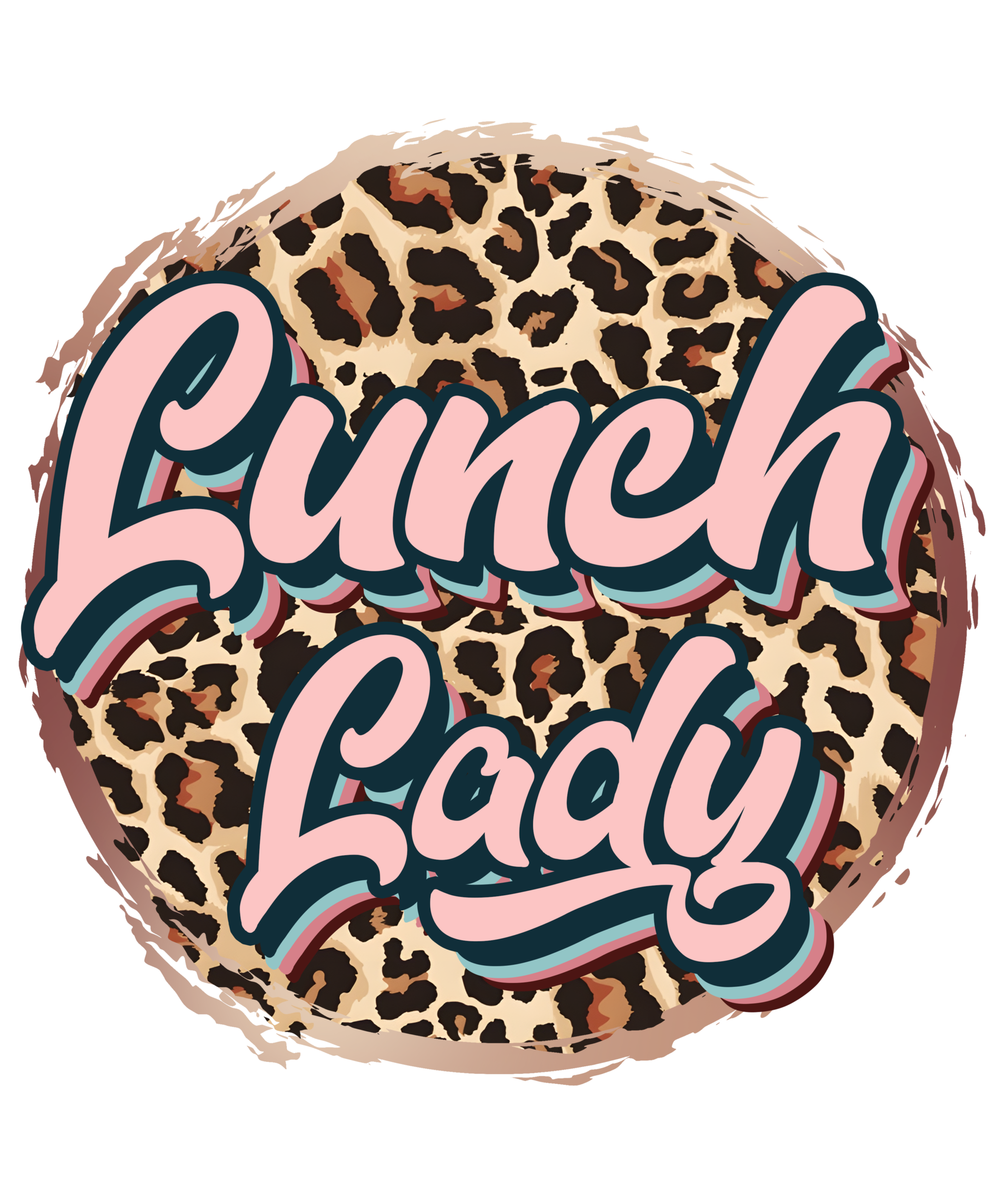 Lunch Lady Squad tiger print DTF transfer design for apparel customization in various sizes