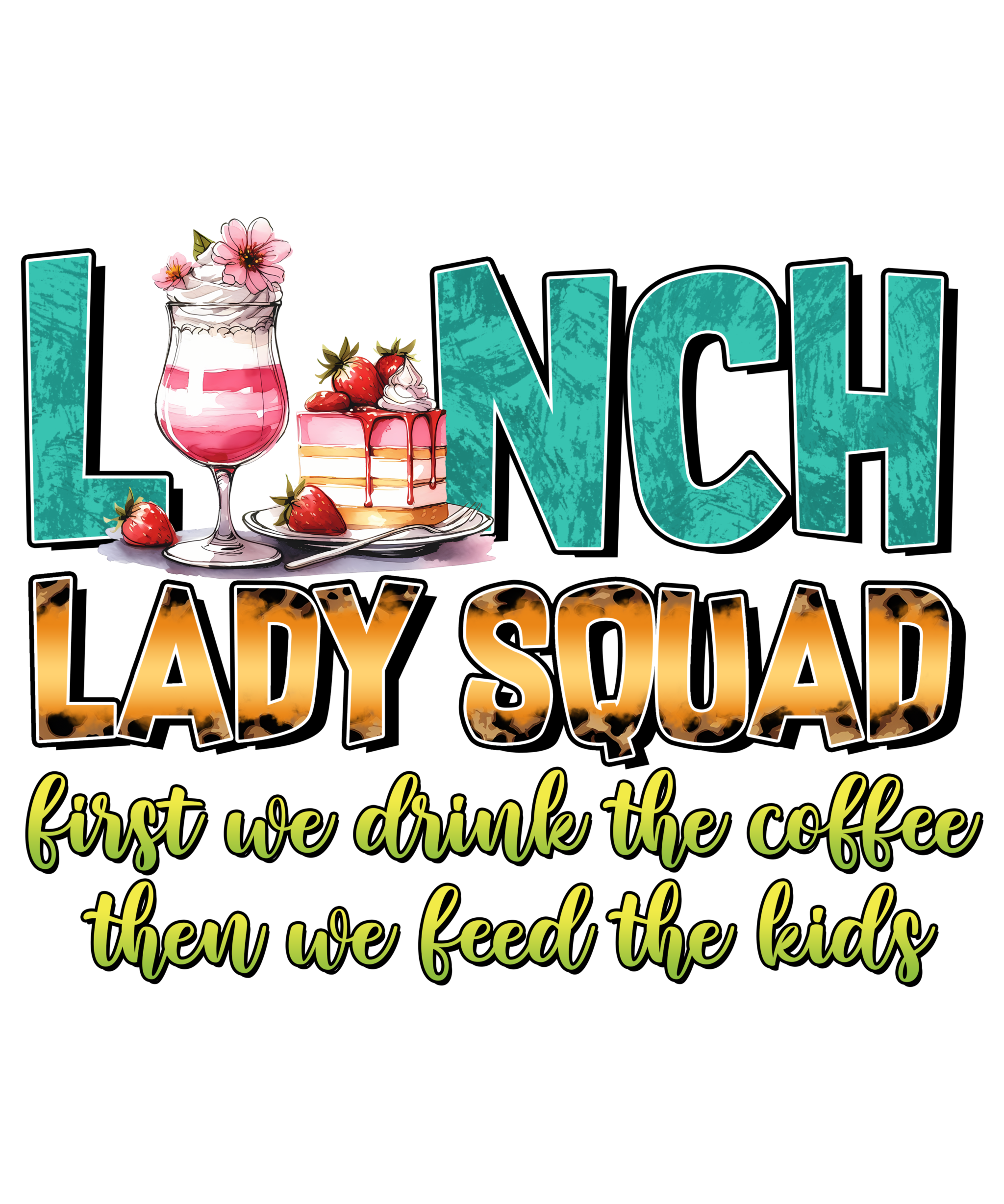 Lunch lady Squad DTF print design for apparel customization in all sizes