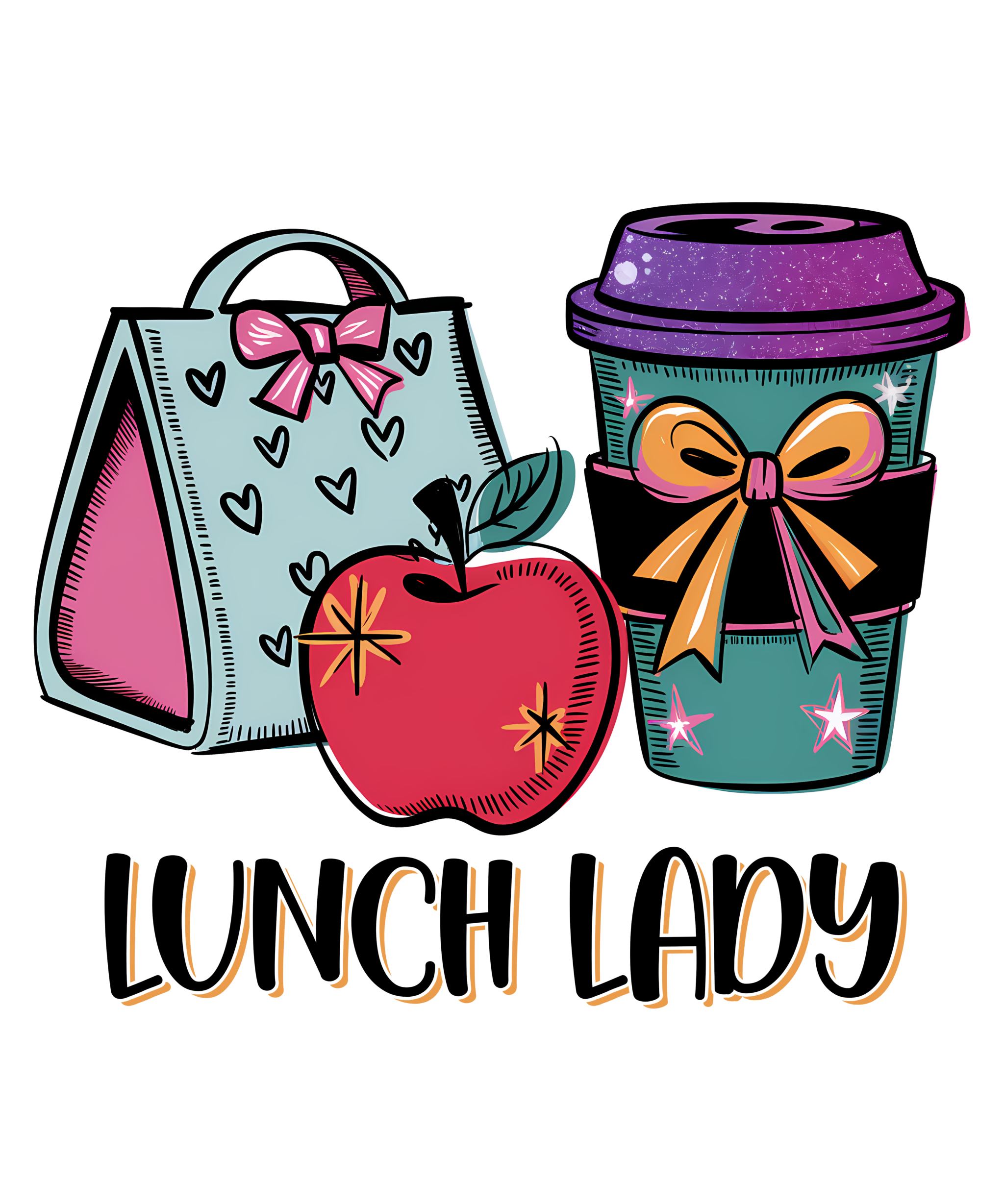 Watch Out Kindergarten lunch lady DTF print transfer on apparel in various sizes