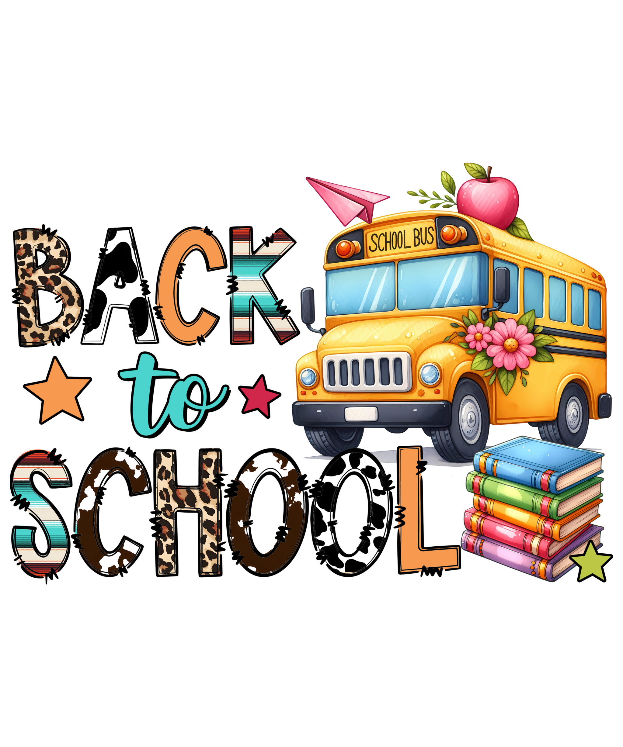Back to school bus driver watch out kindergarten DTF print design