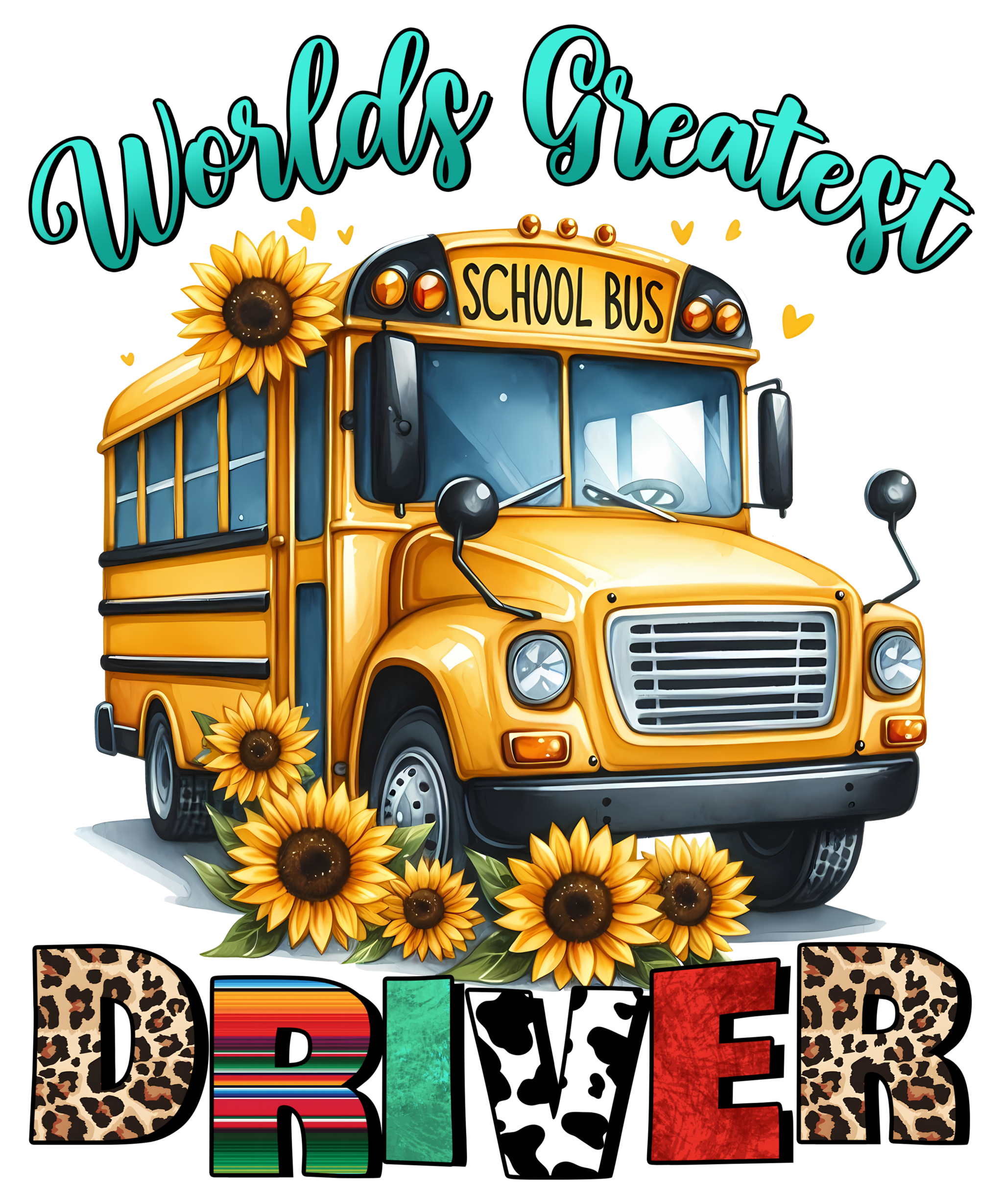 World's Greatest Bus Driver watch out kindergarten adult DTF print design
