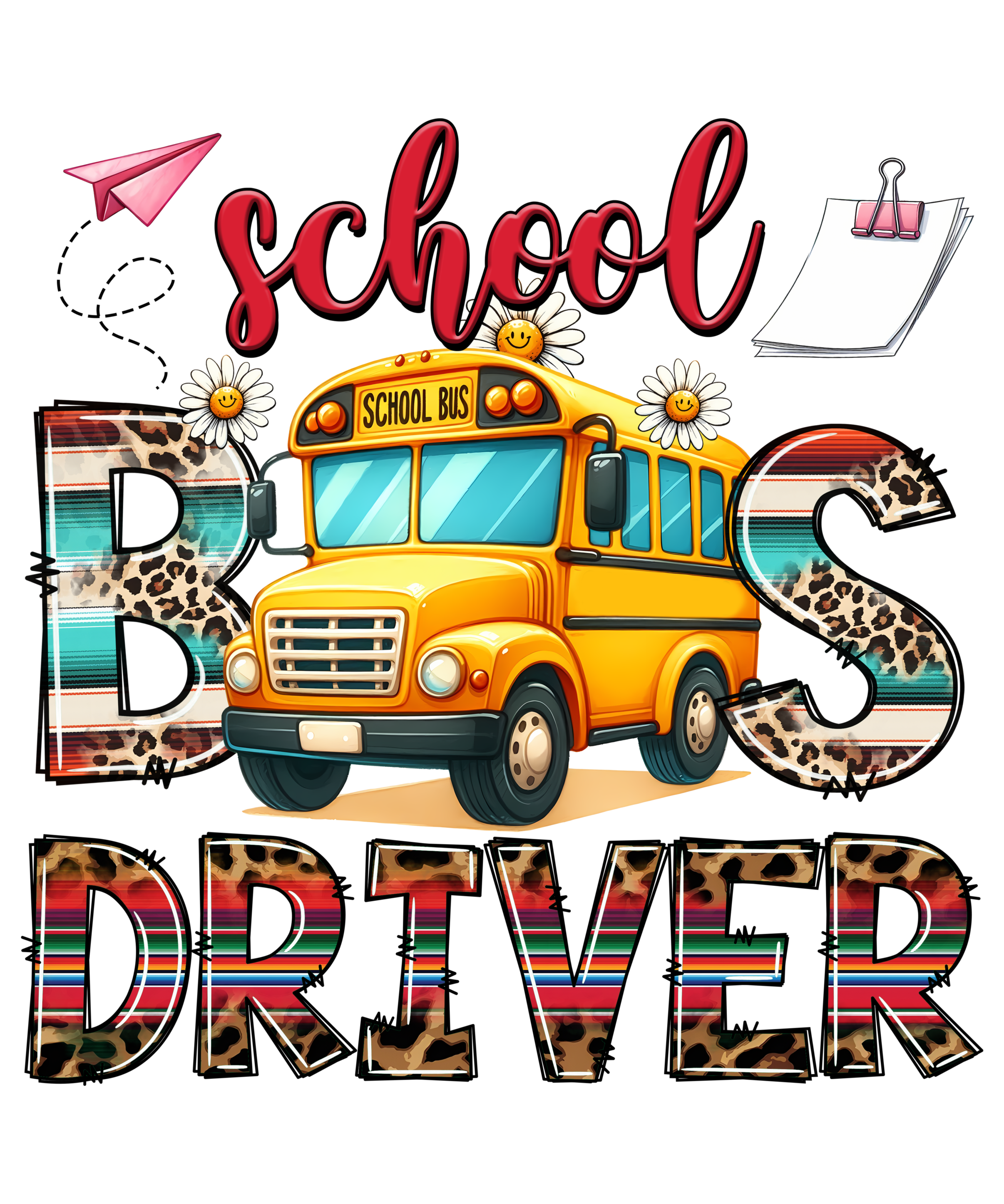 Watch Out Kindergarten school bus driver adult DTF print design