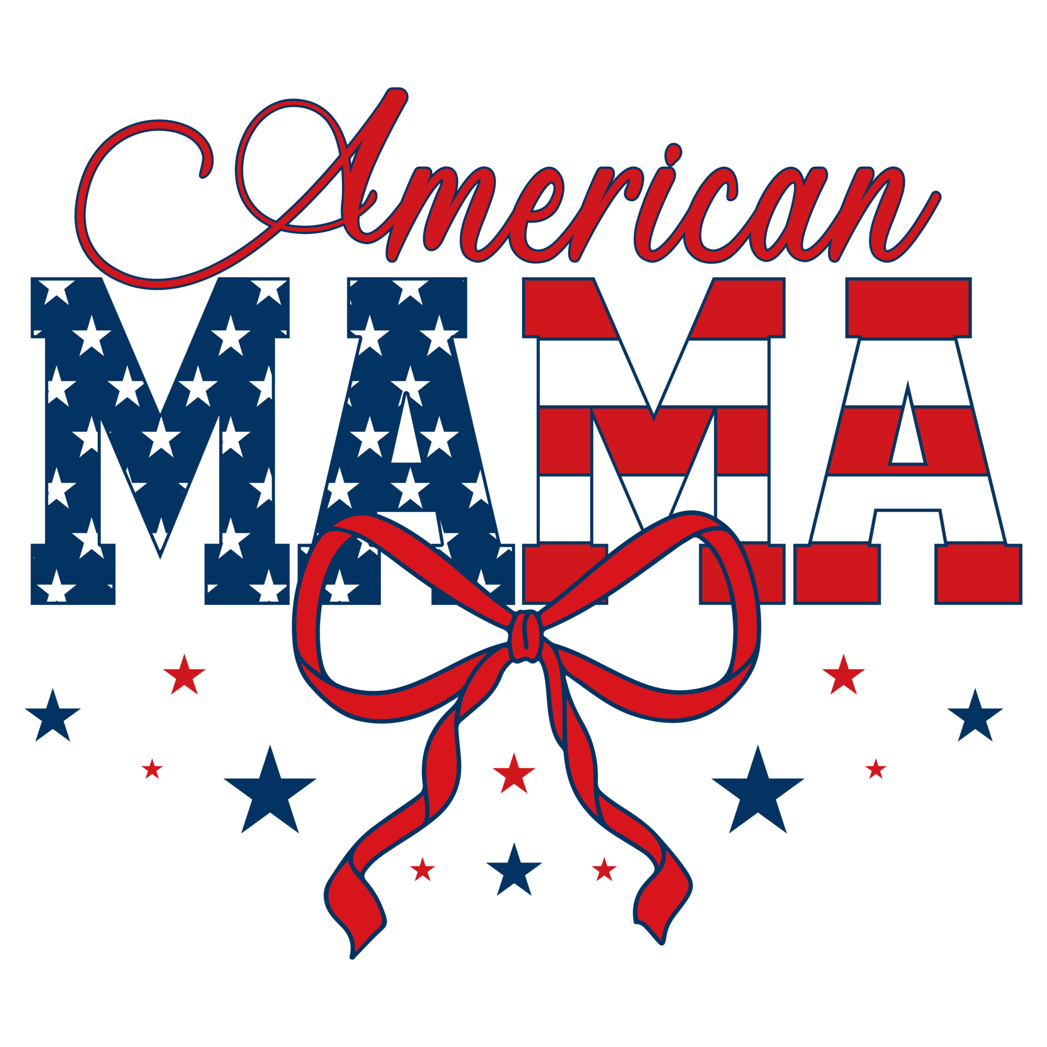 American Mama red white and blue DTF print 8.5x7 inches