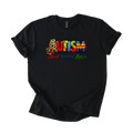 Colorful autism acceptance shirt with Accept Understand Love message on softstyle tee
