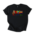 Colorful autism acceptance shirt with Accept Understand Love message on softstyle tee