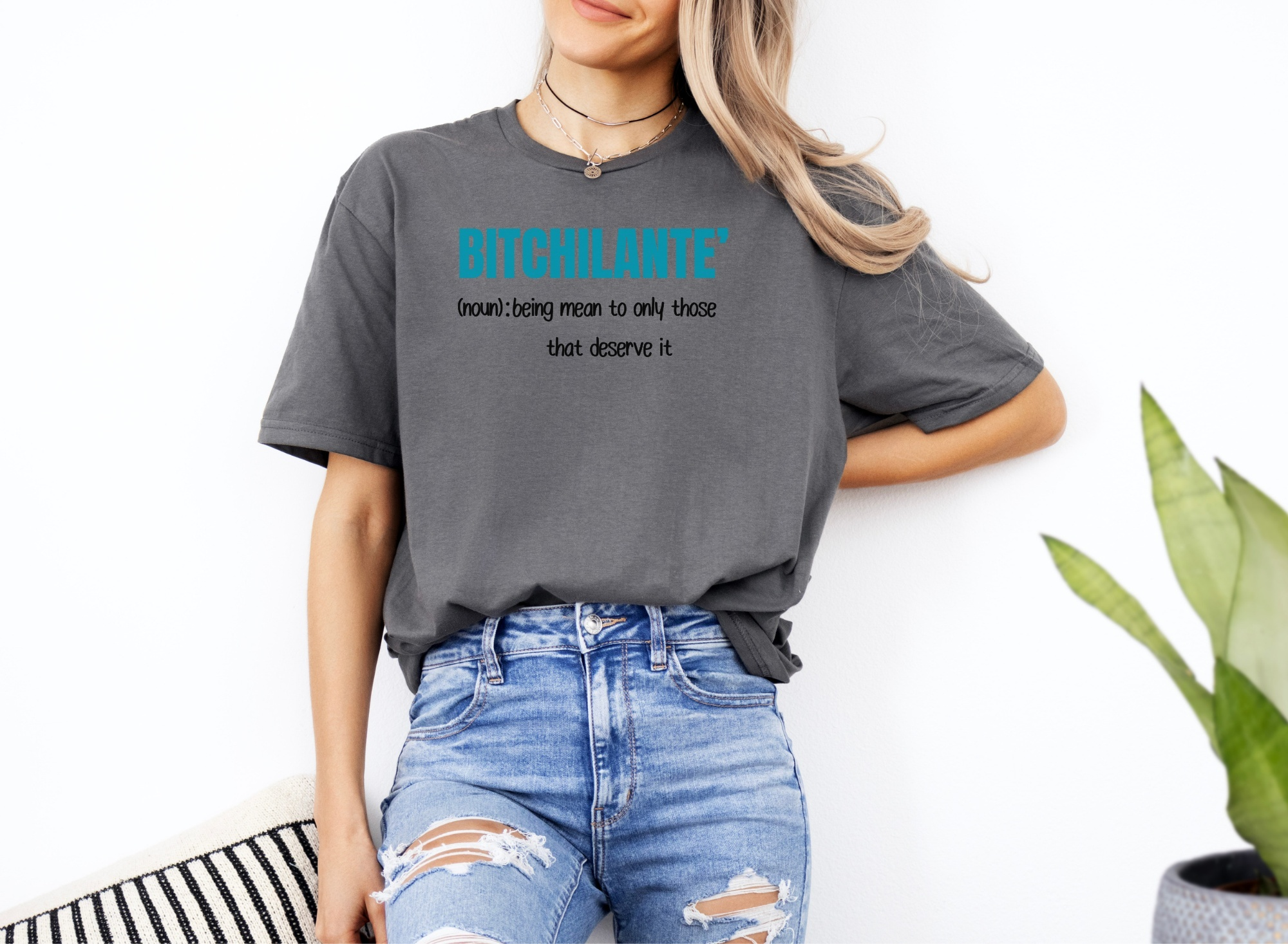 BITCHILANTE | Justice Served with Sass Graphic Softstyle Charcoal Tee