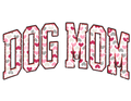 Dog Mom Heart Pattern varsity-style DTF transfer with pink, red, and gray hearts for custom pet lover apparel and accessories