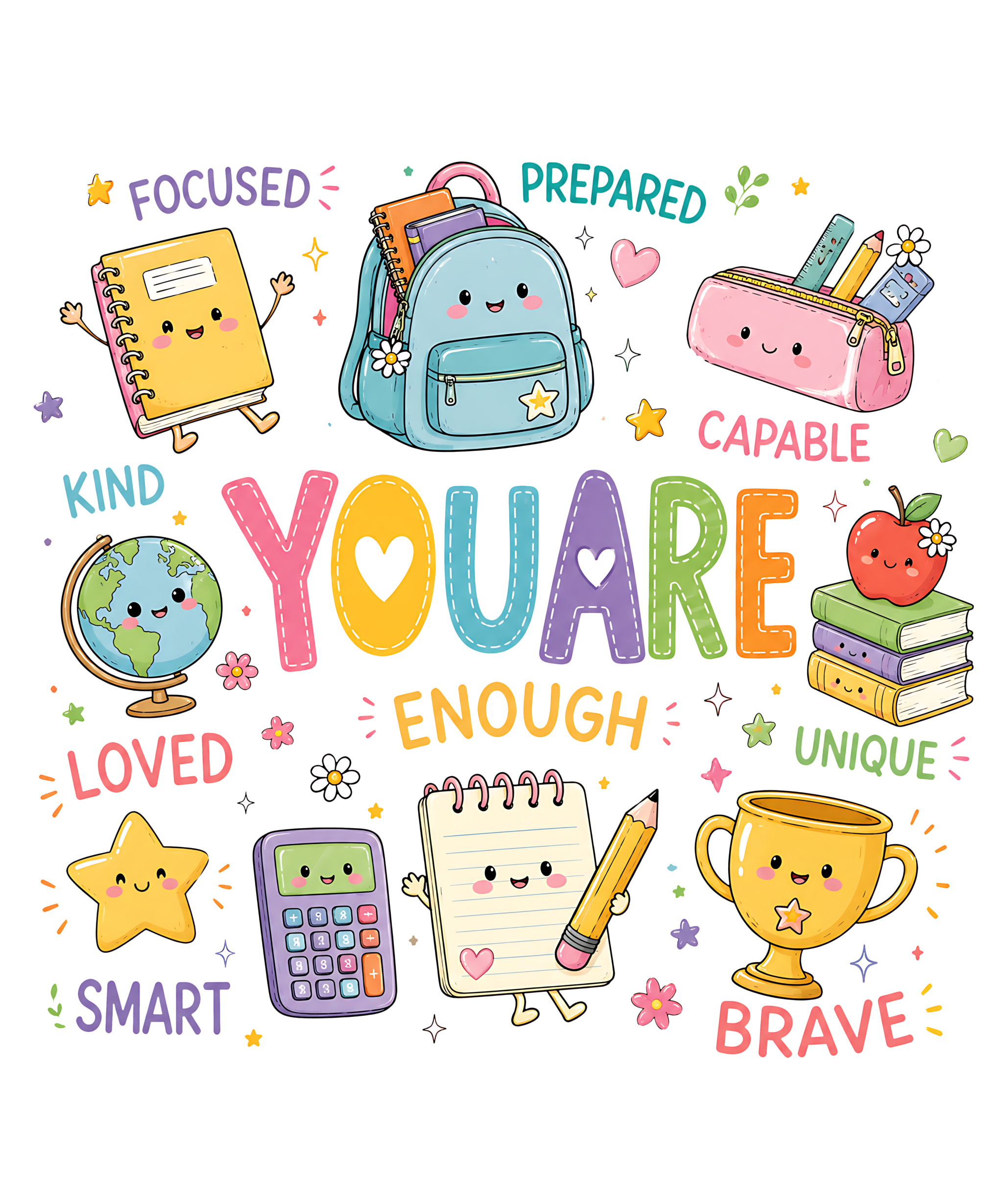 You Are Enough adult DTF print with Watch Out Kindergarten text design
