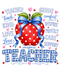 Teacher Apple Guide DTF print with vibrant colors for customizable apparel and accessories