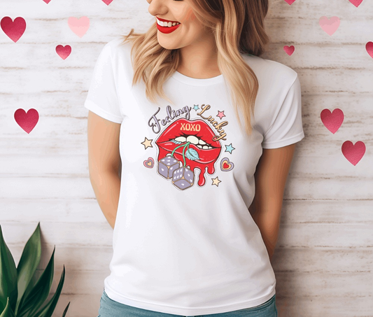 Feeling Lucky Valentine's T-Shirt for Female, Lover, Boyfriend, Girlfriend, Partner