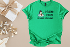 Green unisex shirt with humorous melting snowman and "I'm Fine It's Fine I'm having a meltdown" text design