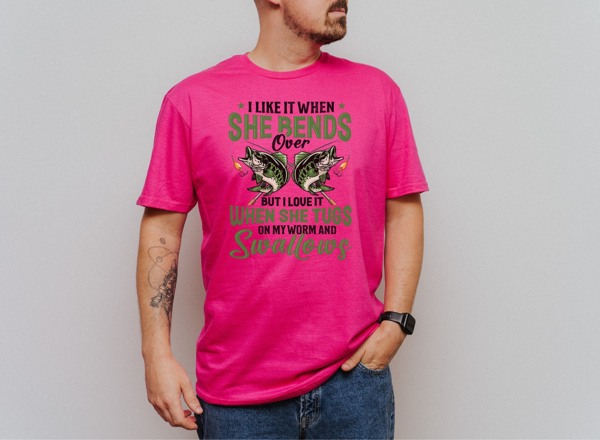 Sexual Innuendo Fishing Shirt - Hot Pink