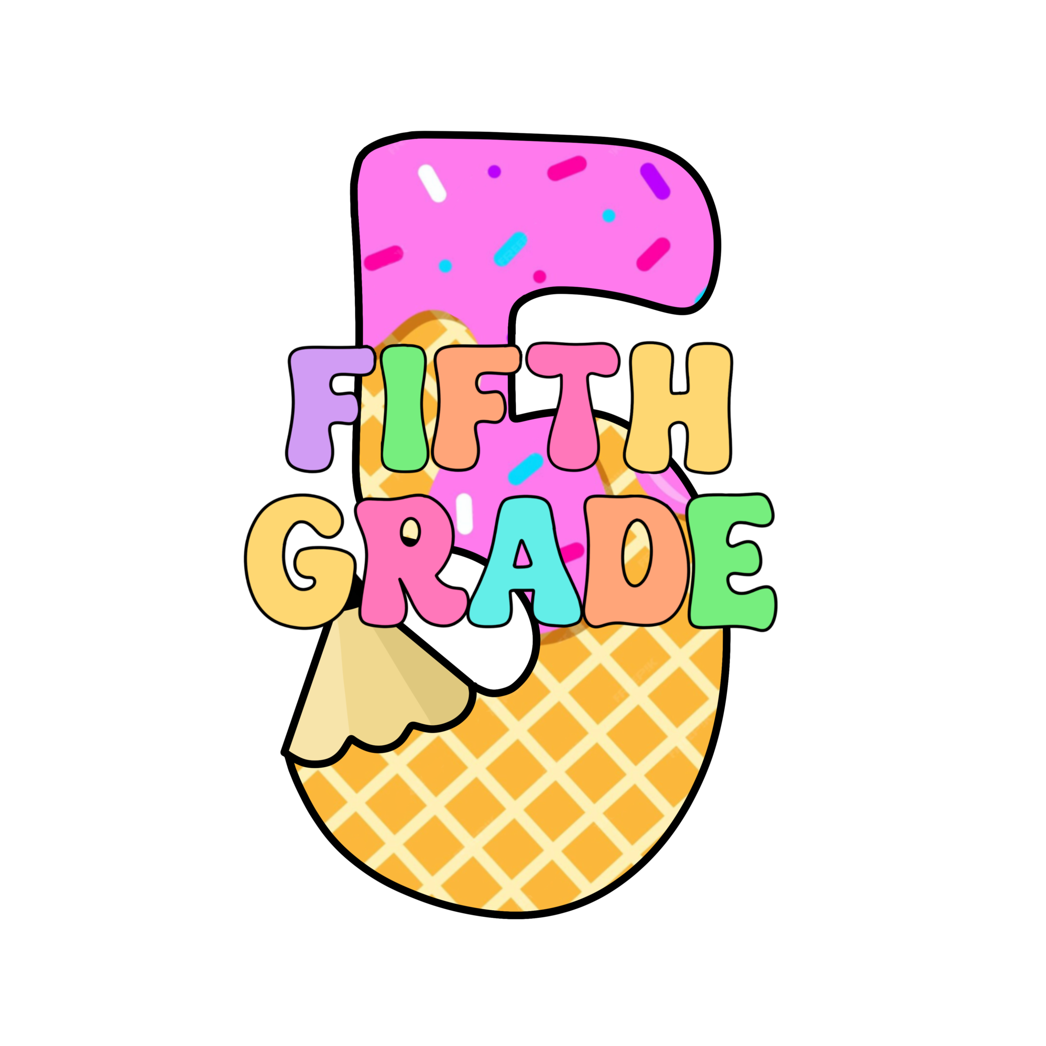 Back to School Ice Cream Youth DTF print with Watch Out Kindergarten text for Pre-K to 5th Grade