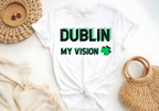 Dublin My Vision St Patrick’s Day unisex T-shirt with shamrock design.