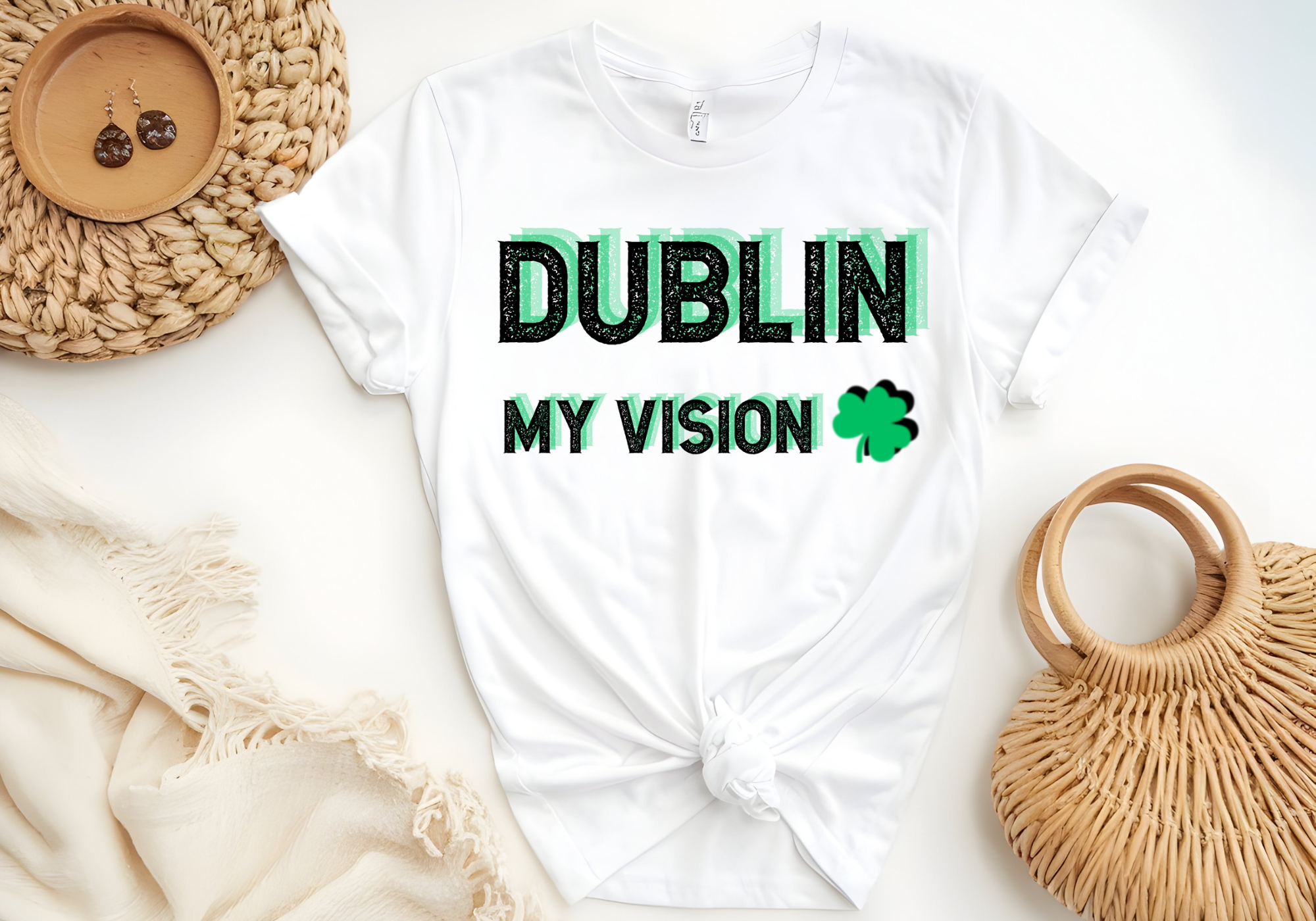Dublin My Vision St Patrick’s Day unisex T-shirt with shamrock design.