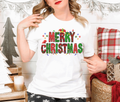 Merry Christmas Holiday with festive print in cozy holiday setting