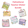 Colorful motivational teacher sticker bundle with 6 designs