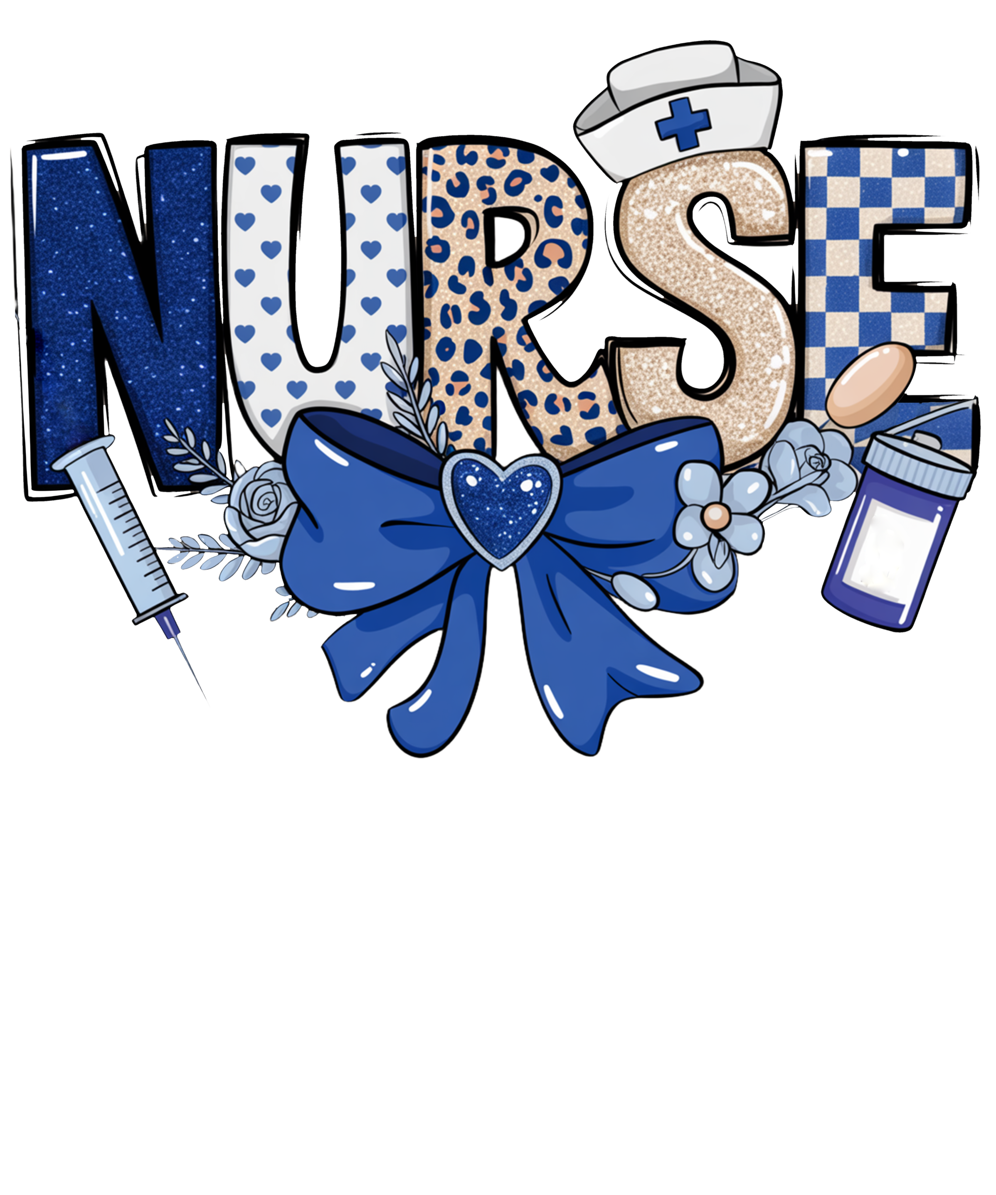 Nurse blue uniform illustration DTF print design