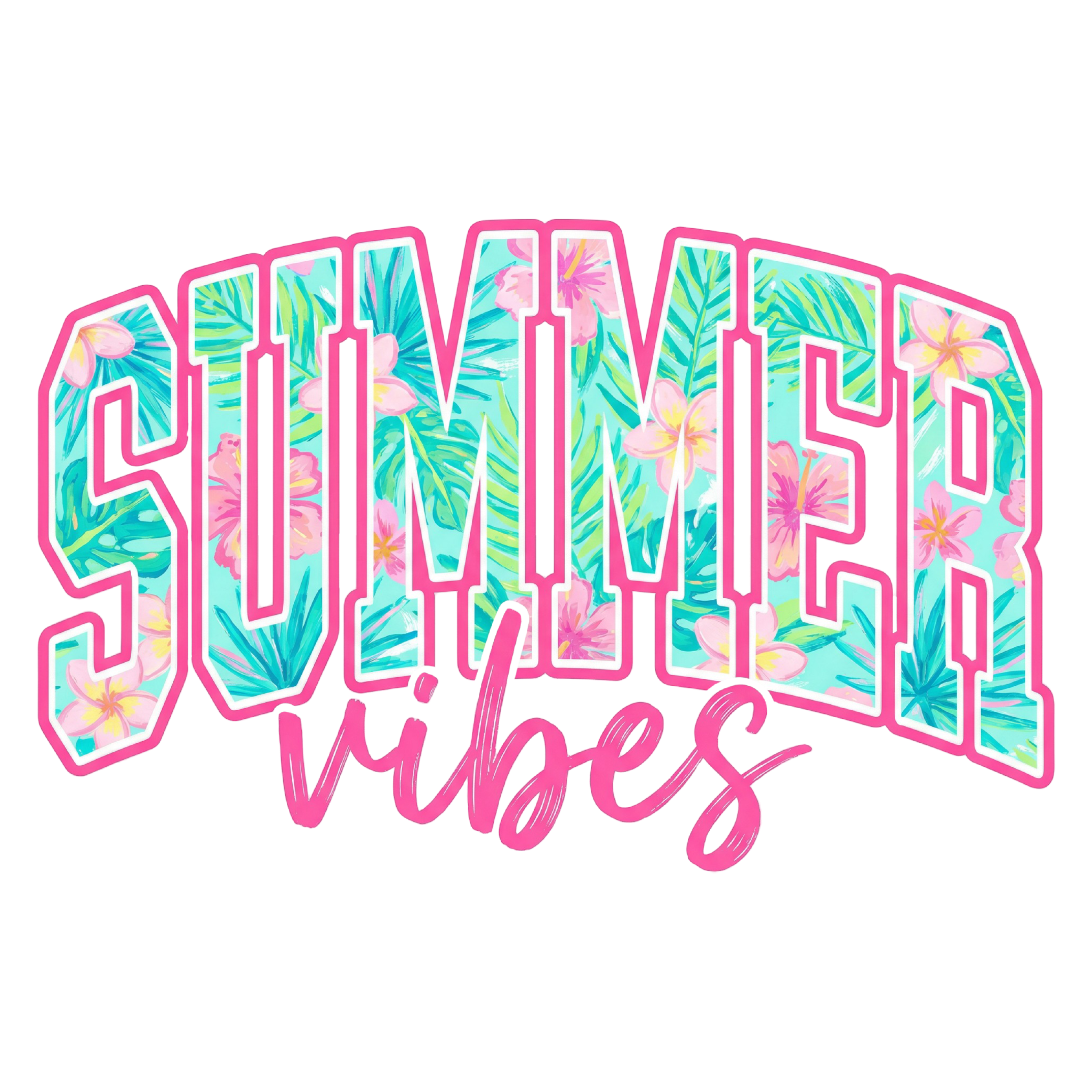 Summer Vibes Bright Pastels colorful DTF print design 8x5.5 inches
