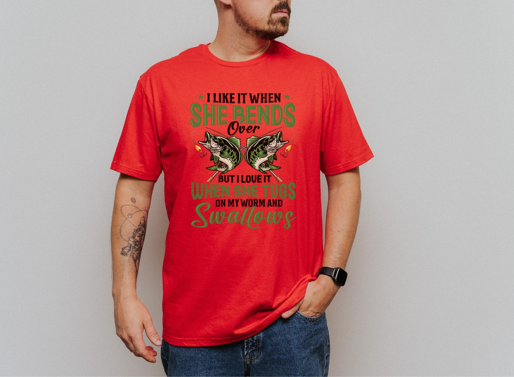 Sexual Innuendo Fishing Shirt - Red