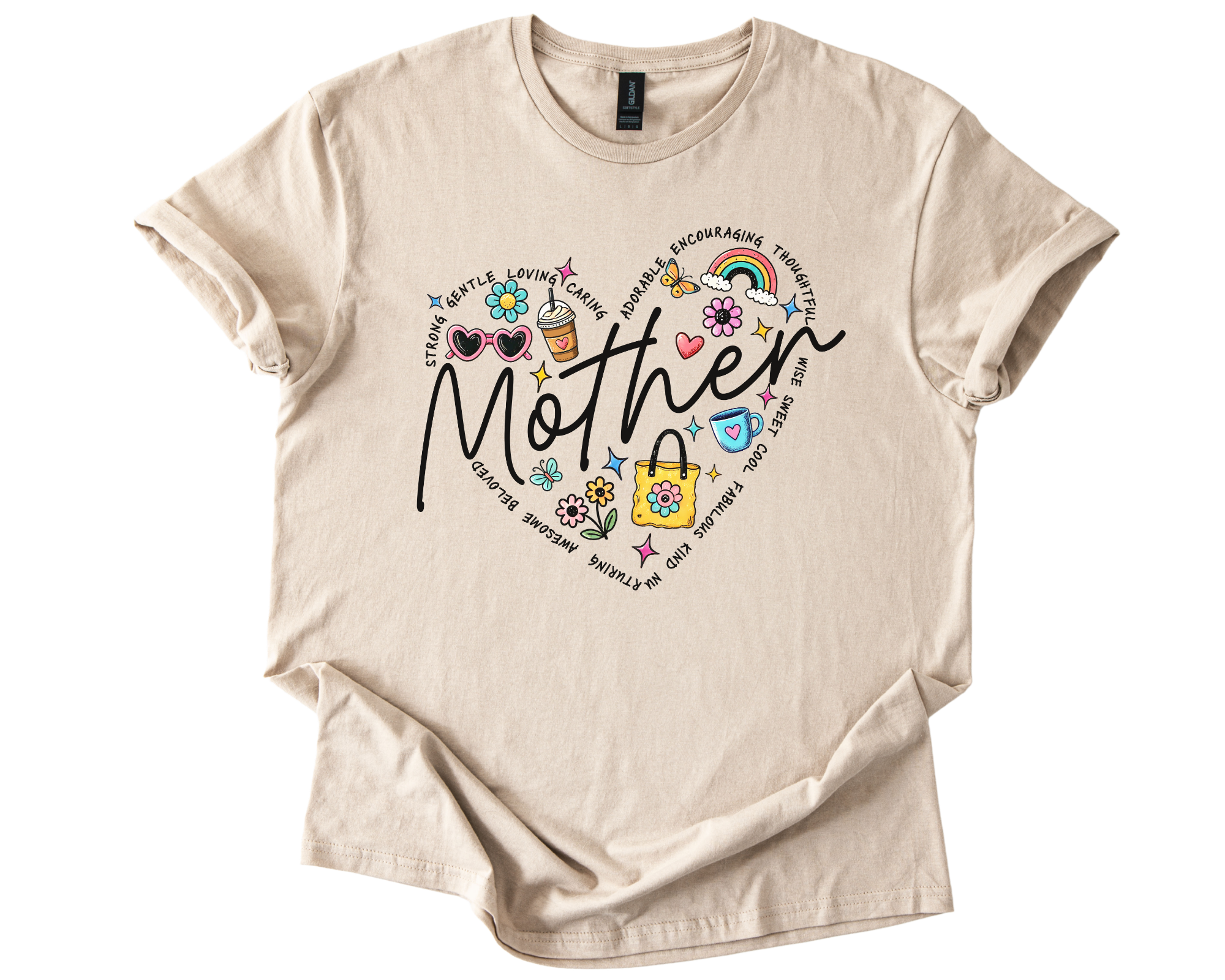 Mother's Day shirt with heart design and floral accents