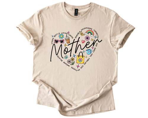 Mother's Day shirt with heart design and floral accents