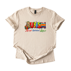 Colorful autism acceptance shirt with Accept Understand Love design on softstyle tee