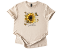 Sunflower Sunshine Inspirational Shirt with vibrant sunflower, butterflies, and motivational quote on soft unisex tee