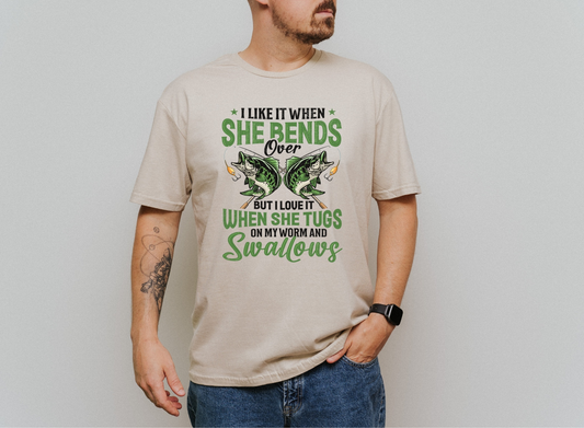 Sexual Innuendo Fishing Shirt - Sand