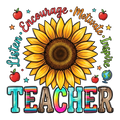 Colorful sunflower DTF print with "Watch Out Kindergarten" text for custom apparel and accessories