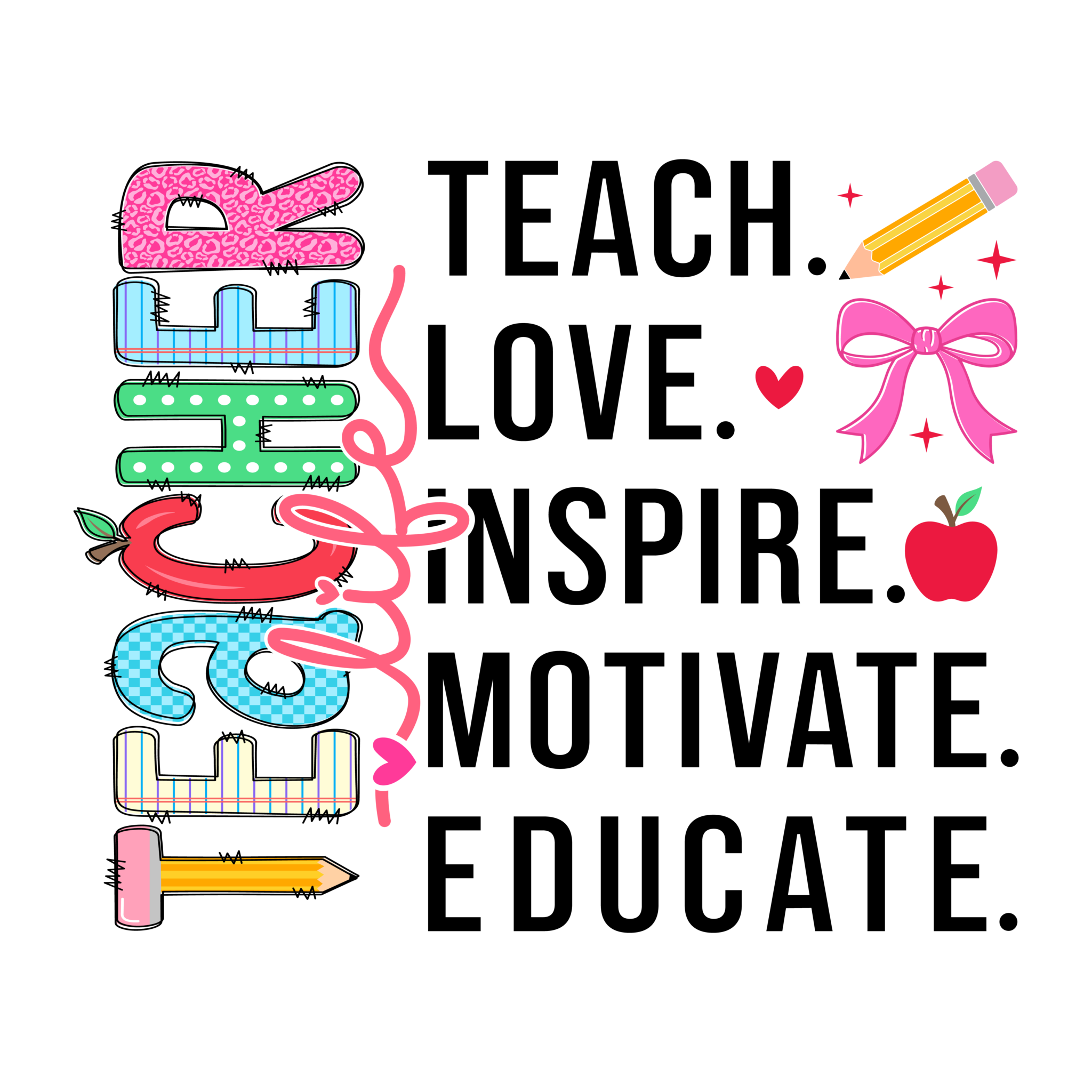 Teacher Life Adult DTF print with Watch Out Kindergarten design