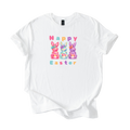 Happy Easter Bunny Softstyle shirt with colorful candy-inspired bunnies and pastel spring design