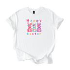 Happy Easter Bunny Softstyle shirt with colorful candy-inspired bunnies and pastel spring design