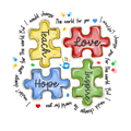 Faith Love Hope vibrant puzzle piece autism awareness DTF print