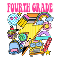 Fourth Grade Retro Doodle Youth DTF Print Watch Out Kindergarten design