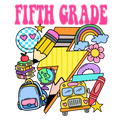 Fifth grade retro doodle watch out kindergarten youth DTF print design