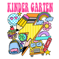 Watch Out Kindergarten retro doodle style design for kids