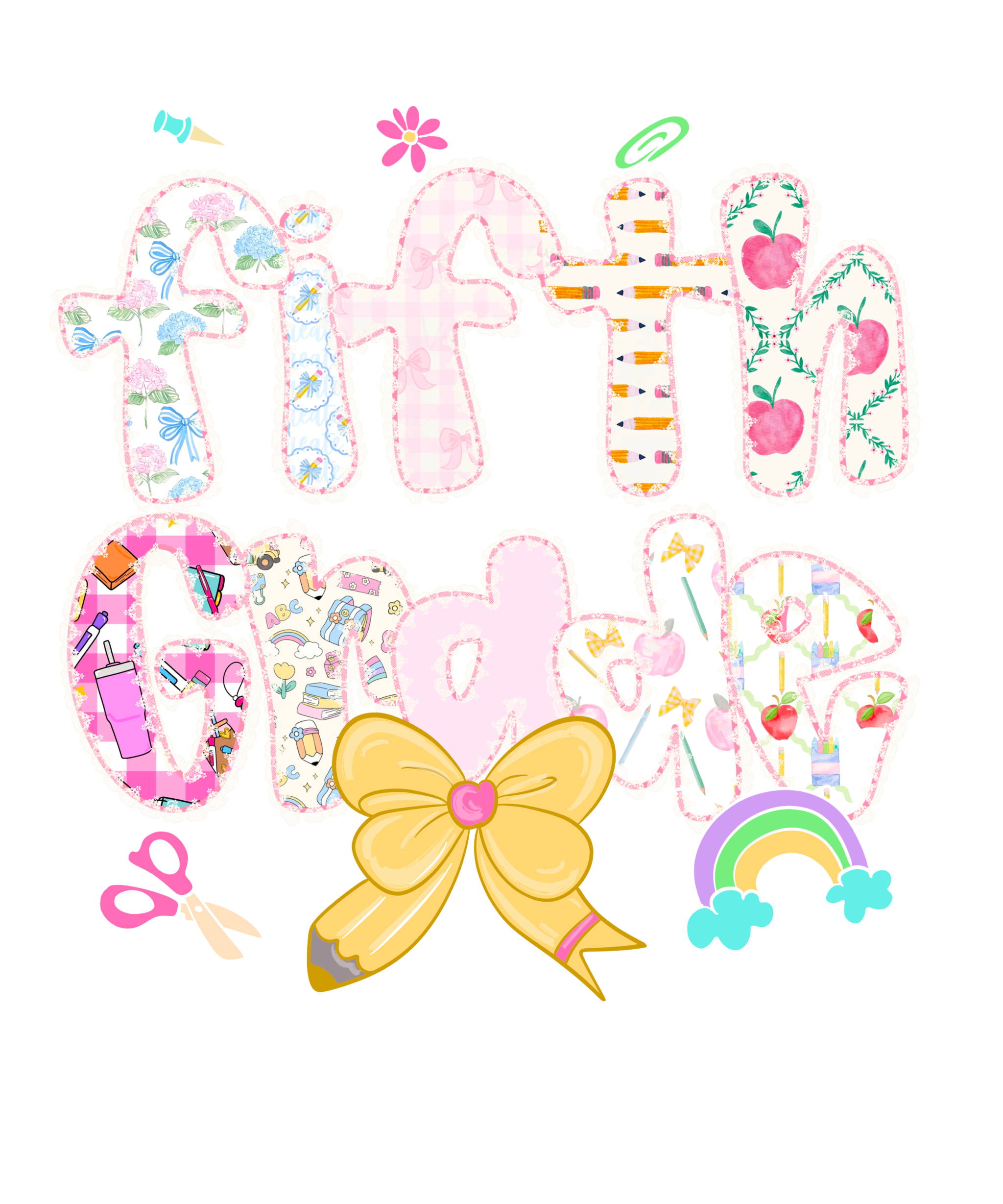 Watch Out Kindergarten back to school preppy lace youth DTF prints for Pre-K to 5th grade